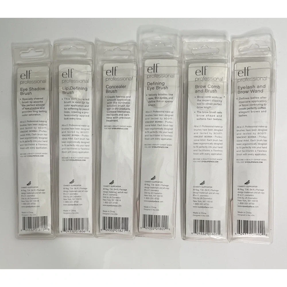 Lot Of 6 Elf Professional Brushes Eyes Lips‎ Brows New